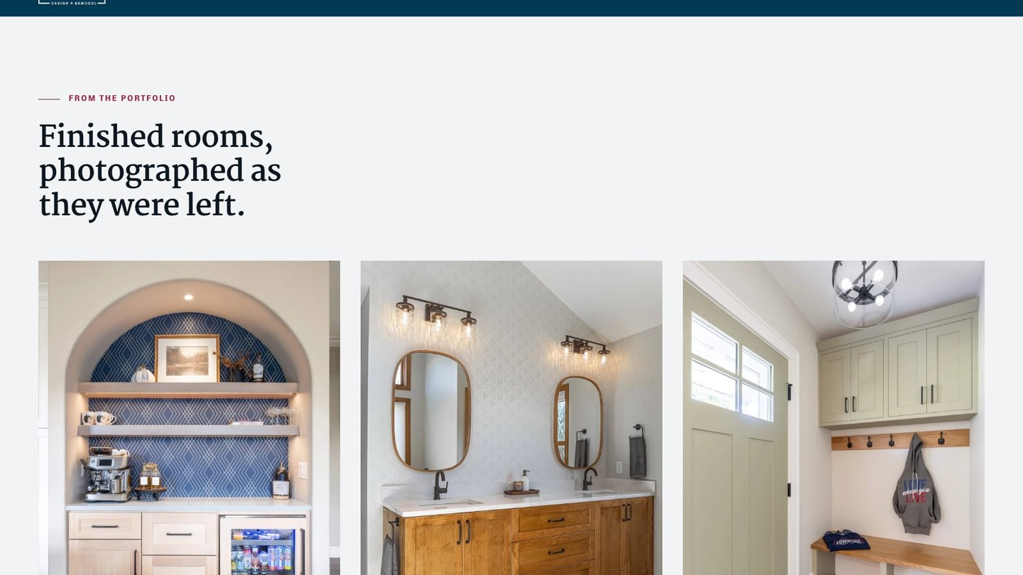 The finished work section of the new homepage