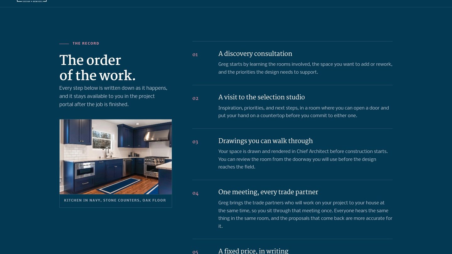 The process section of the new homepage