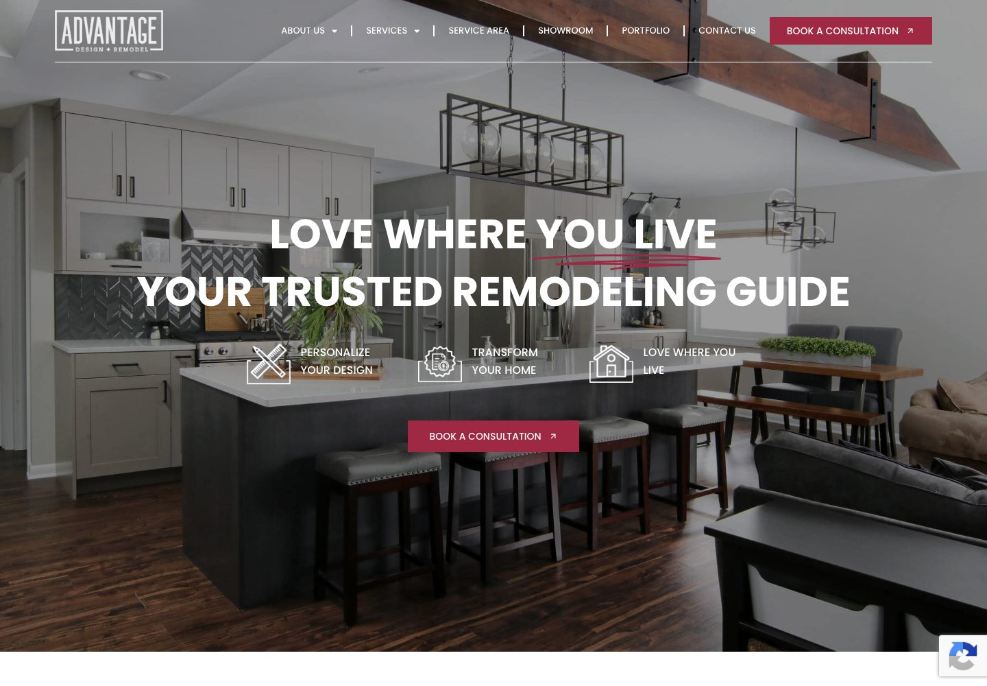 The current advantage-remodel.com homepage